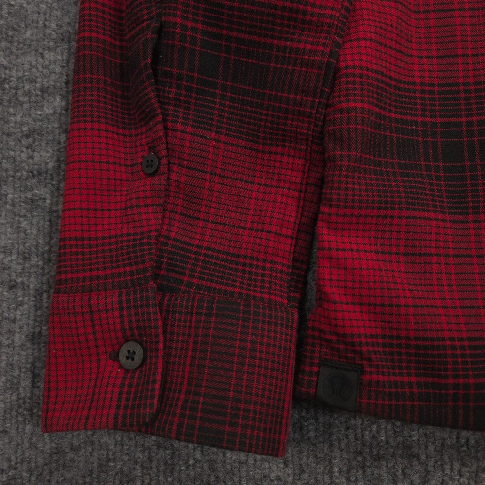 Lululemon Masons Peak Flannel Shirt Mens Large Red Black Long Sleeve Button Up - Picture 4 of 6
